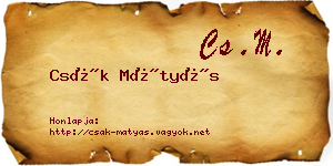 Csák Mátyás névjegykártya